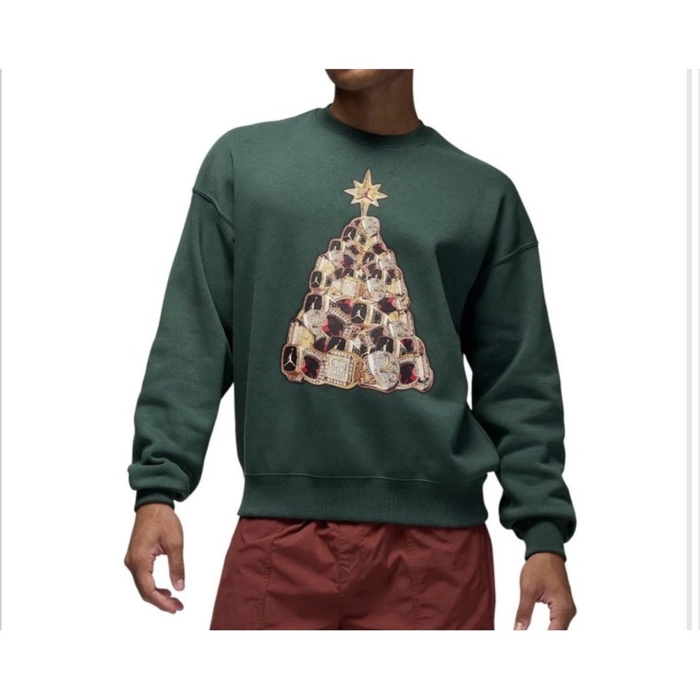Nike Air Jordan Holiday 2025 Sweatshirt Rings Tree Green HV1874-316